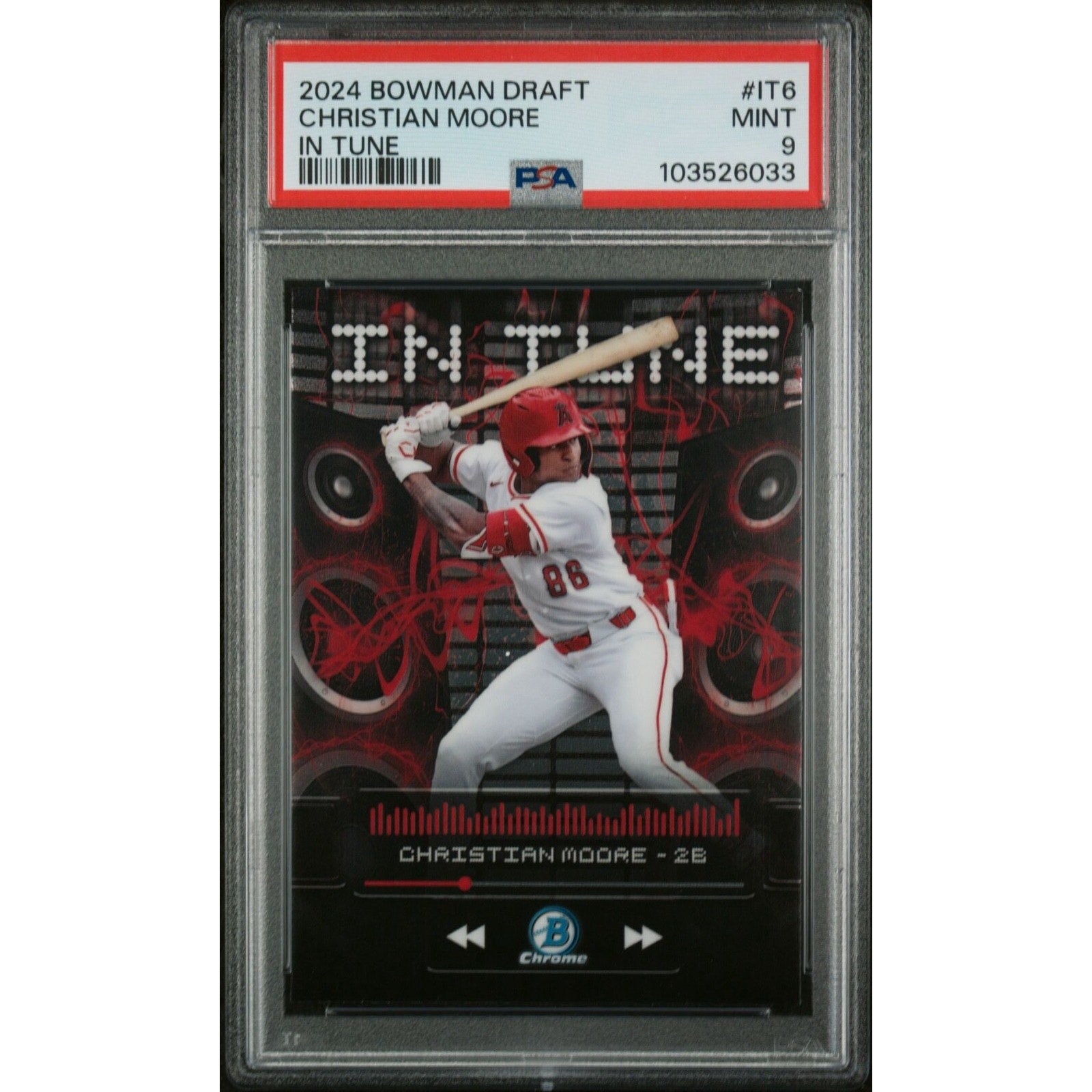 2024 Bowman Draft In Tune Christian Moore #IT6 PSA 9 rookie card front