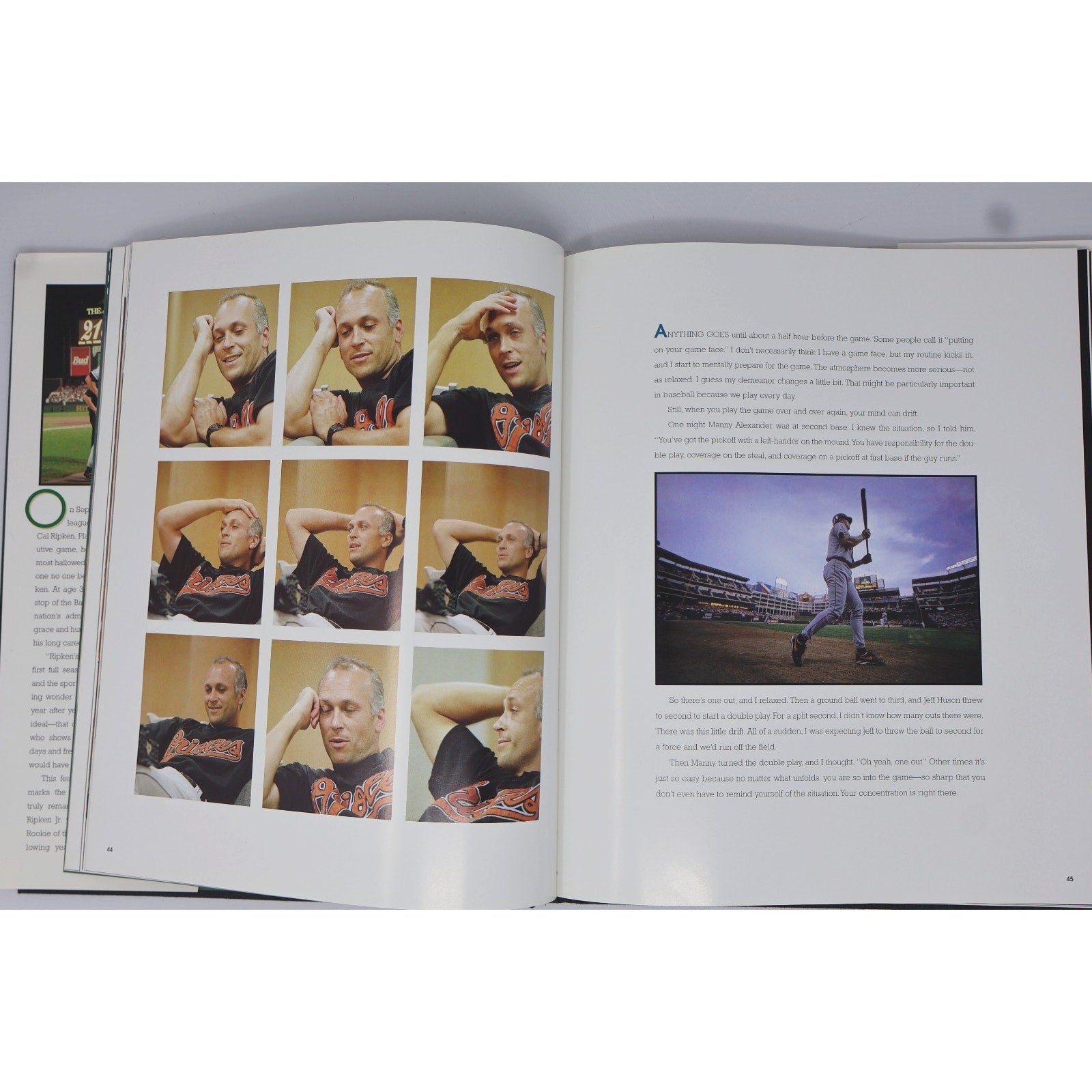 Interior pages of Cal Ripken Jr autobiography with photos and career highlights