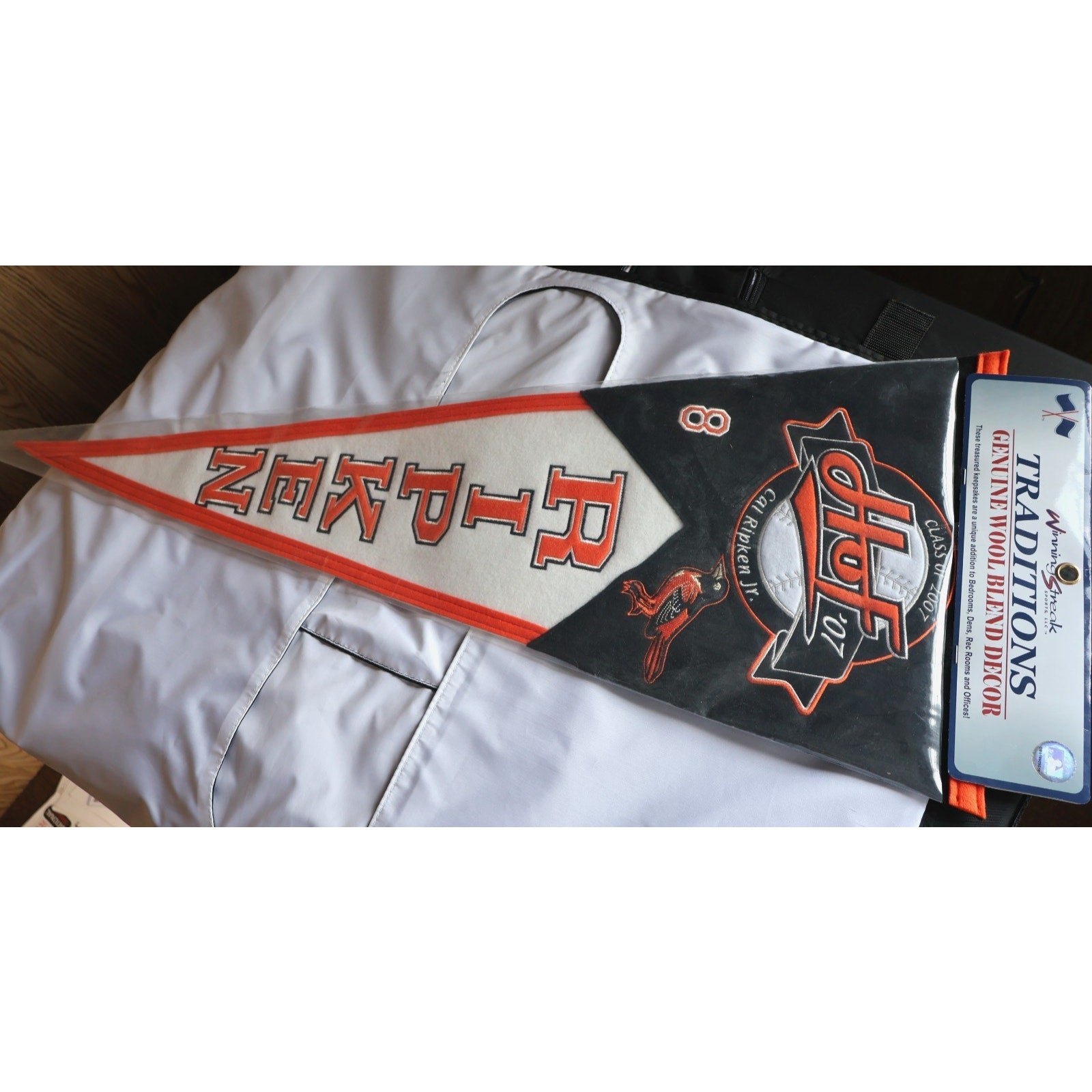Cal Ripken Jr Baltimore Orioles 2007 Hall of Fame full-size wool pennant in original packaging