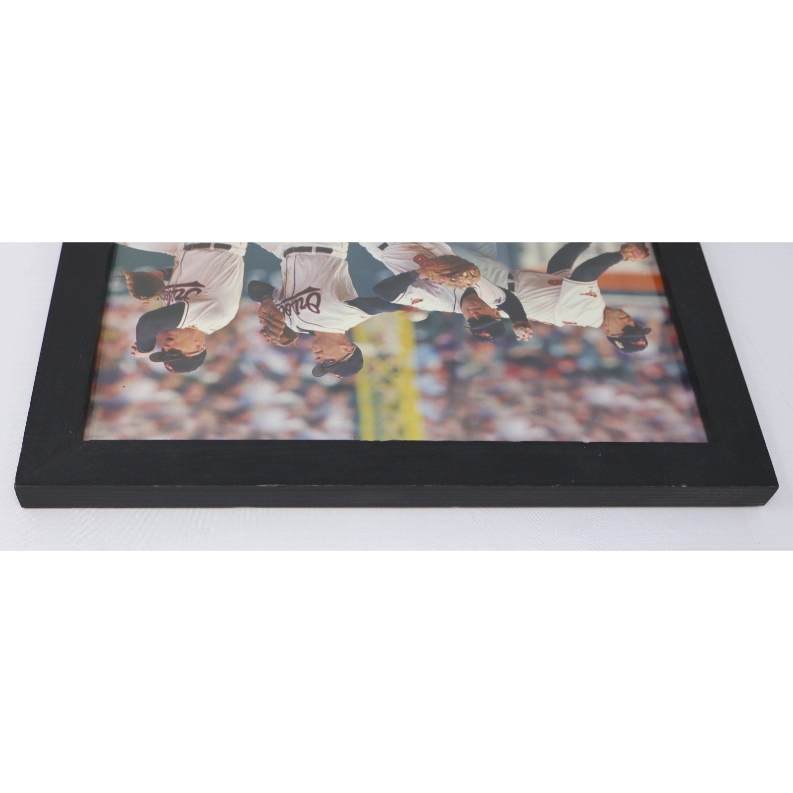 Angled top perspective of Cal Ripken Jr framed defensive action collectible
