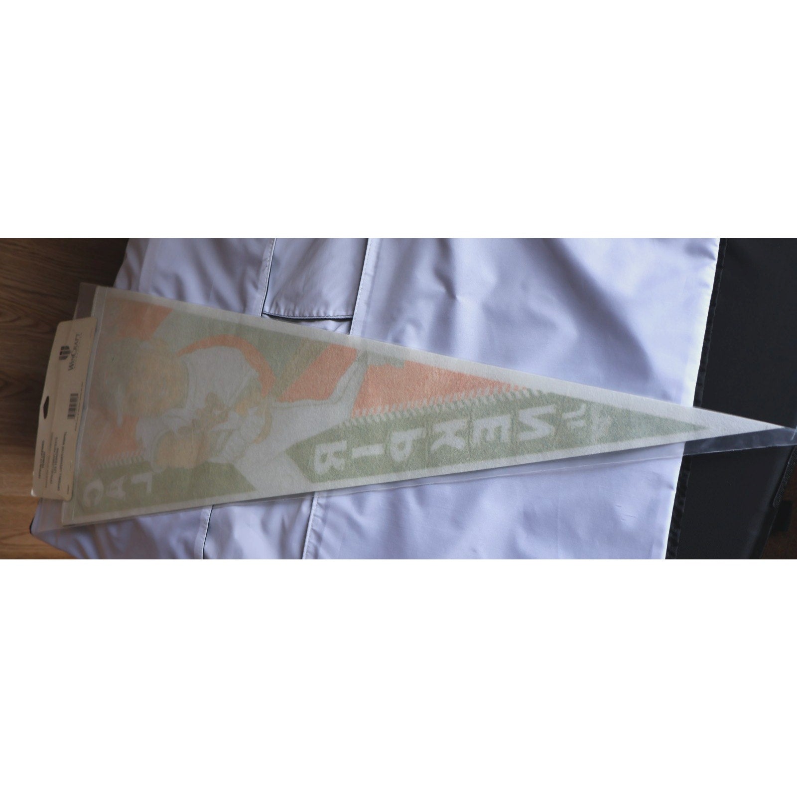 Reverse side and edge detail of vintage felt pennant