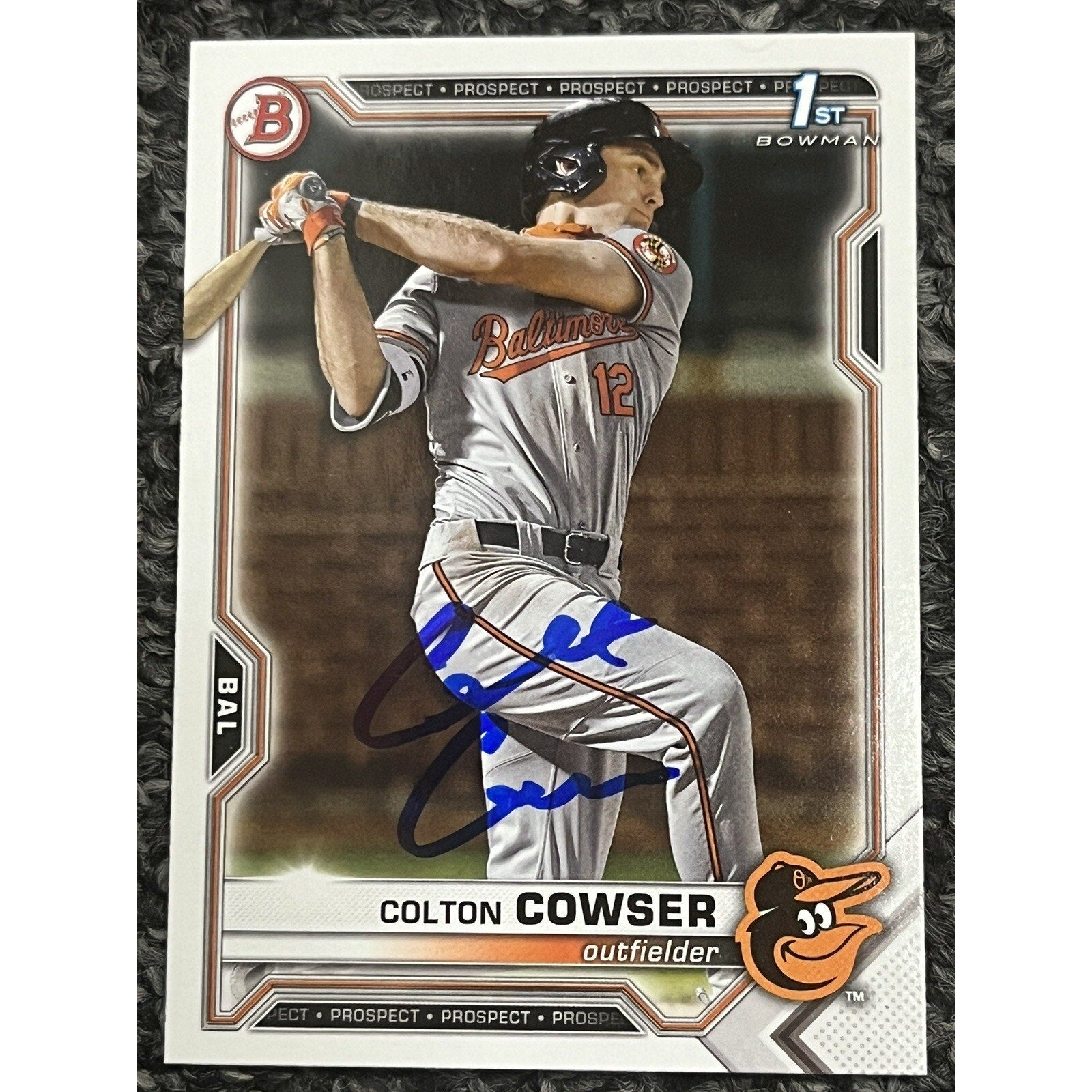 2021 Bowman Draft Colton Cowser 1st Bowman autograph rookie card BD166 front view Baltimore Orioles
