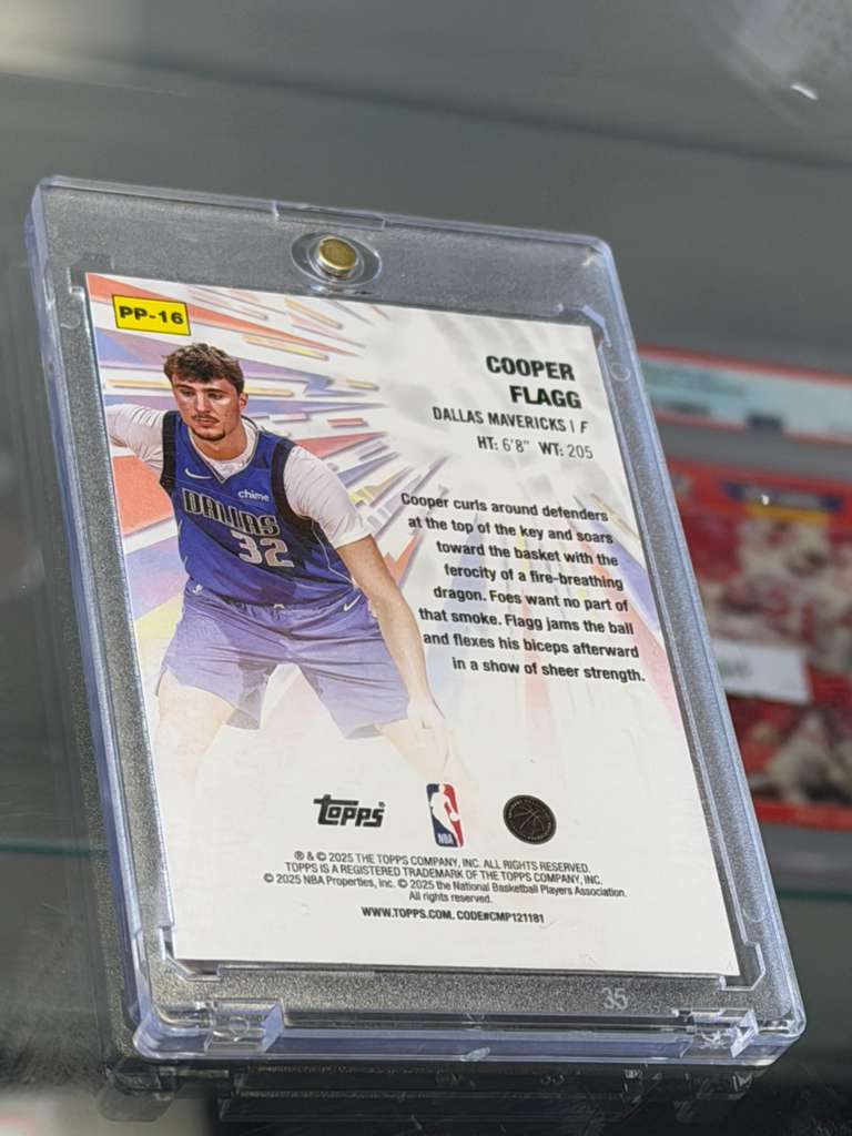 2025 Topps Power Players Cooper Flagg Rookie Card PP-16 card back featuring player information and insert details