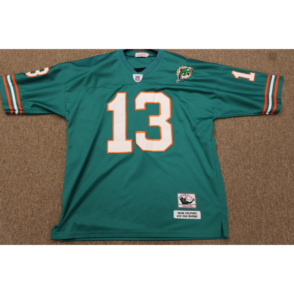 Dan Marino Mitchell and Ness Miami Dolphins 1984 aqua legacy jersey front view