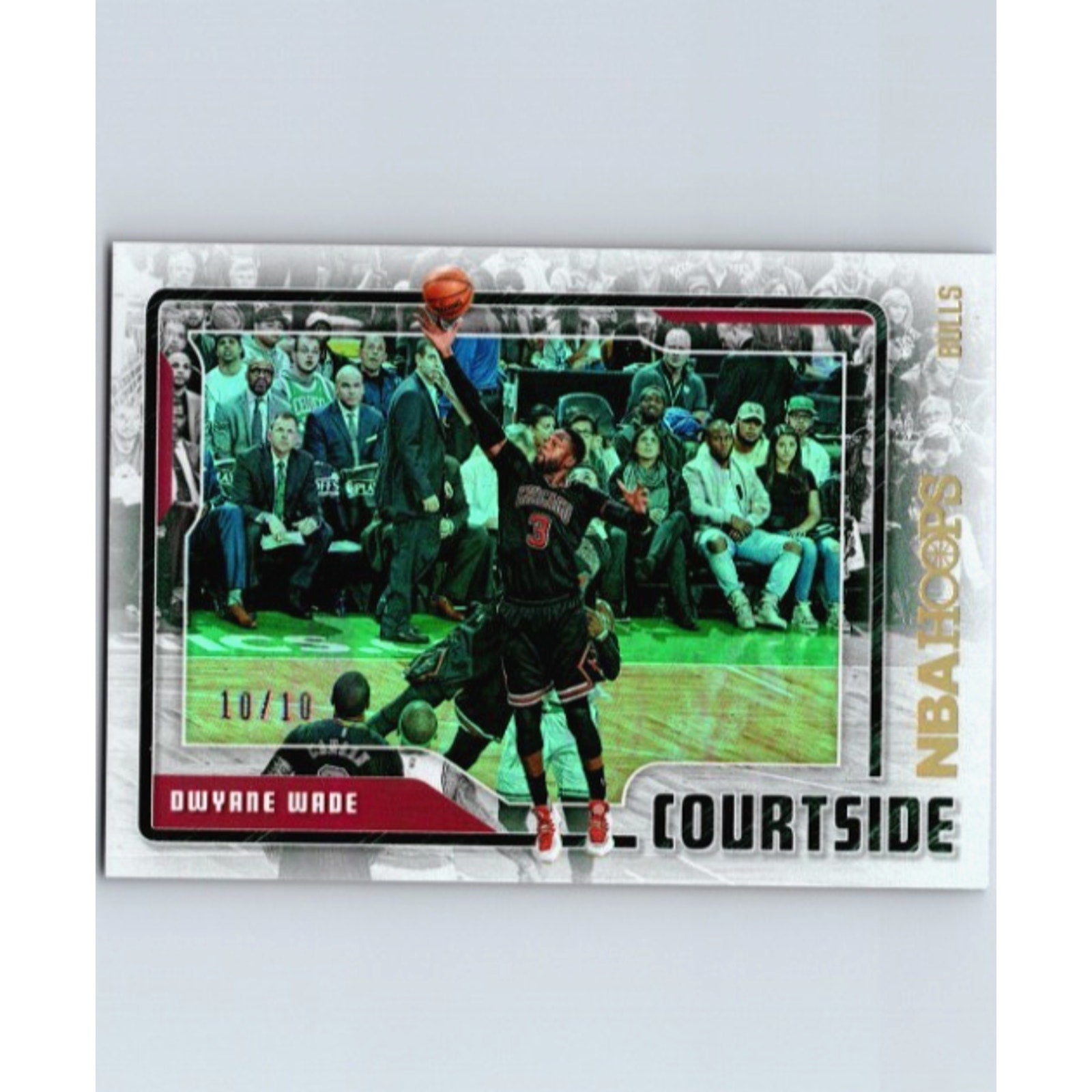 Dwyane Wade 2017-18 Panini NBA Hoops Courtside Gold #4 serial numbered 10 of 10 front view