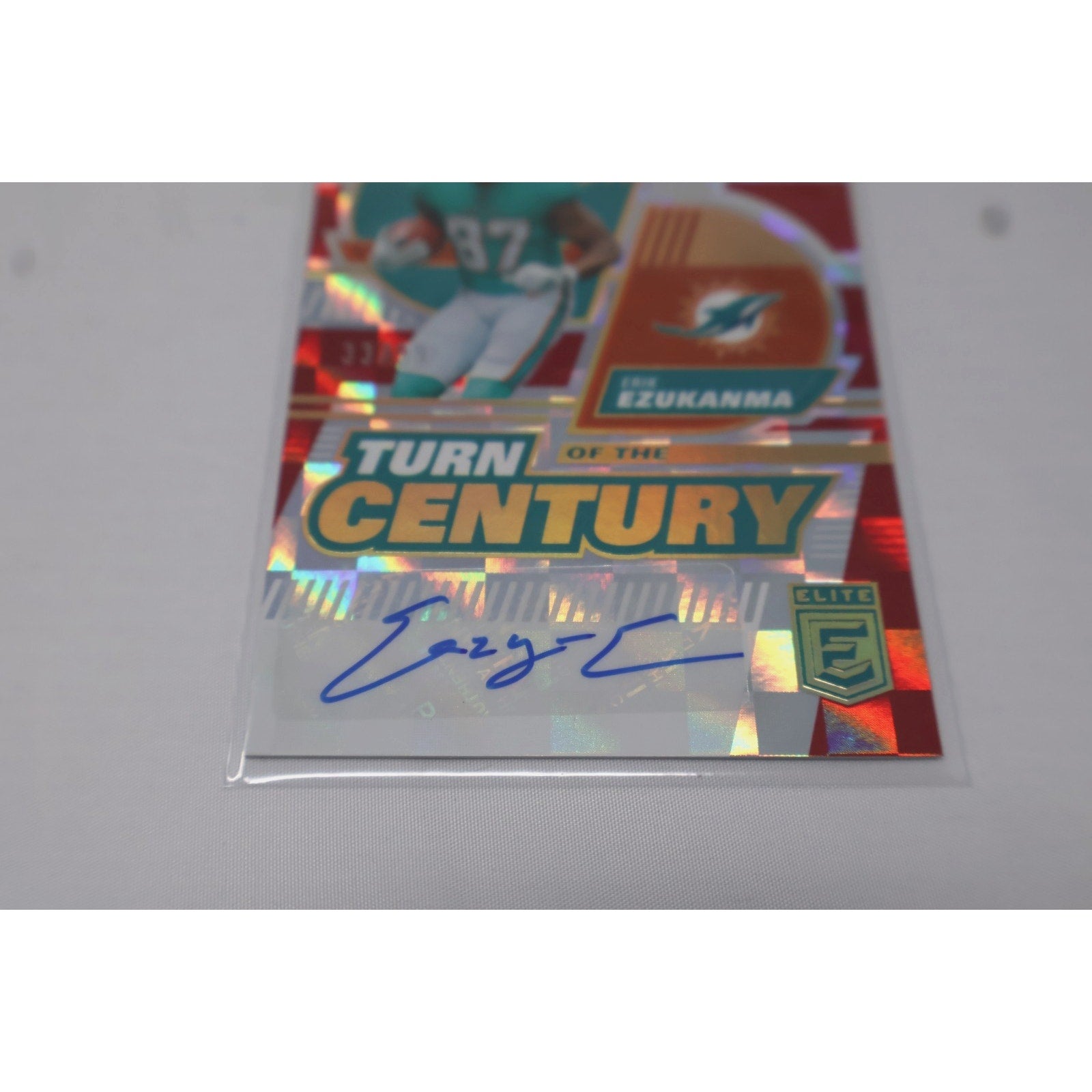 Close-up of Erik Ezukanma autograph on 2022 Donruss Elite Turn of the Century Red rookie card collectible