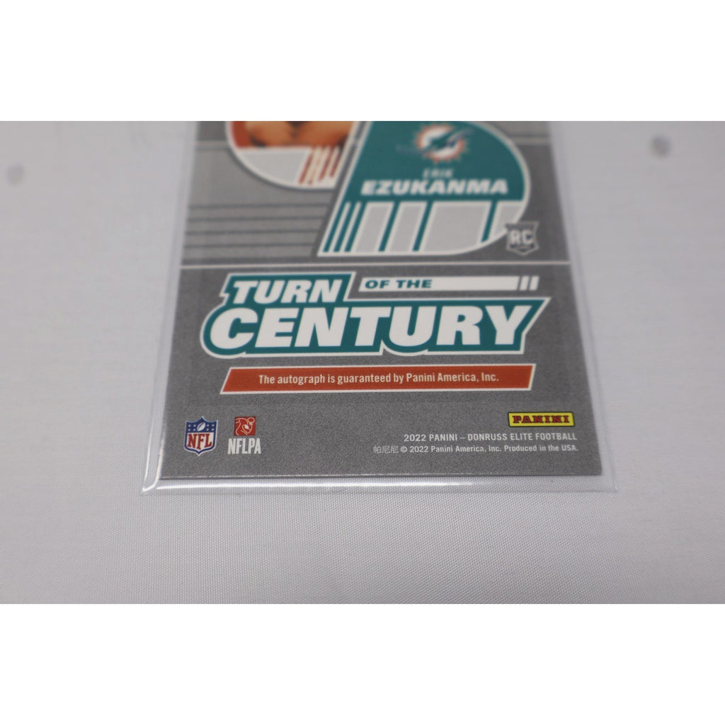 Rear view of Erik Ezukanma 2022 Donruss Elite autograph rookie card with official Panini details