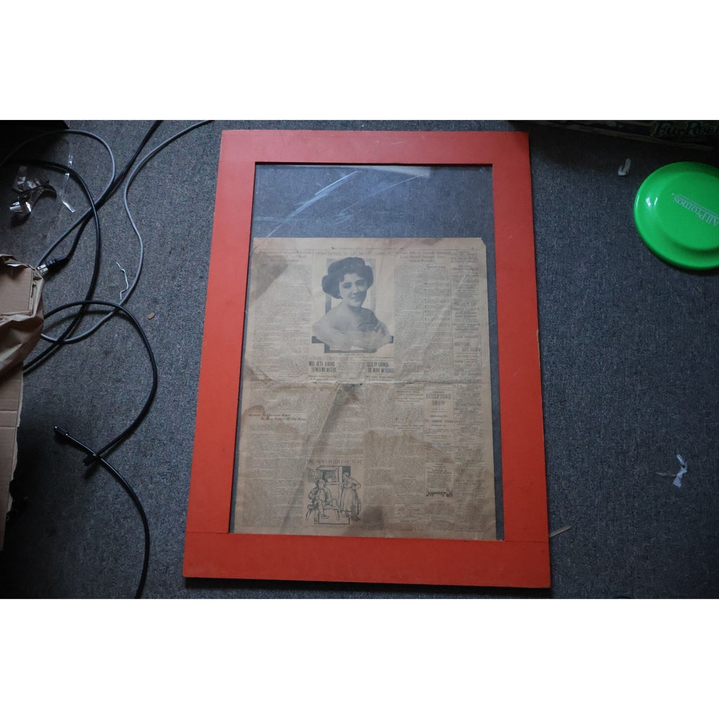 Full framed display of rare 1908 Baltimore Orioles newspaper sports page memorabilia
