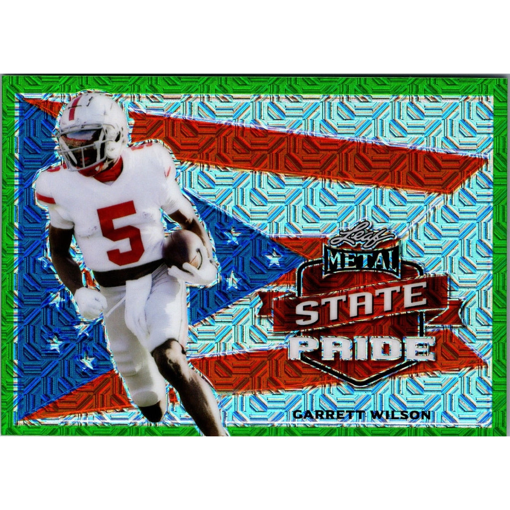 2022 Leaf Metal Garrett Wilson State Pride Green Mojo SP-GW1 card front