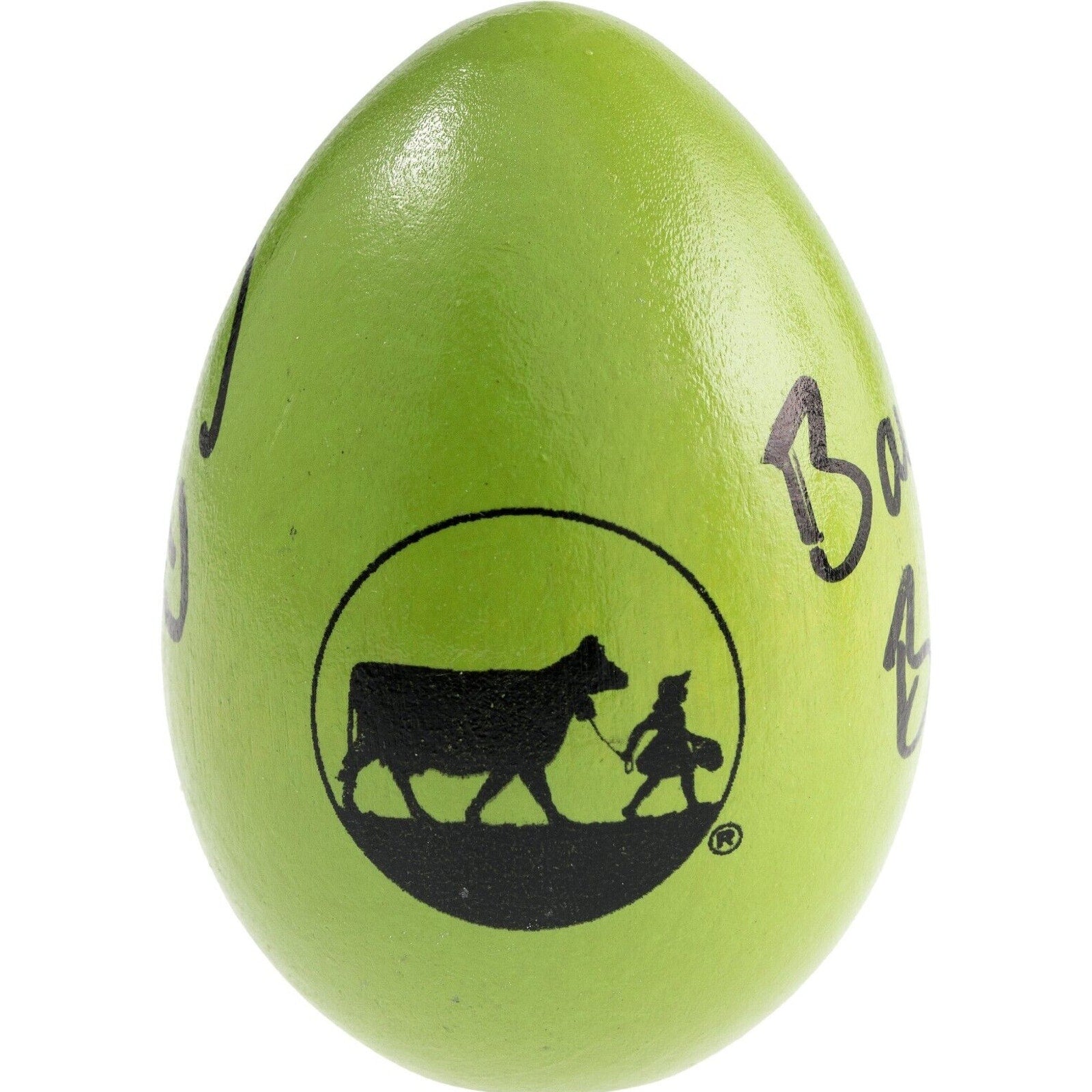 Cow silhouette artwork on George H W Bush and Barbara Bush signed green Easter egg