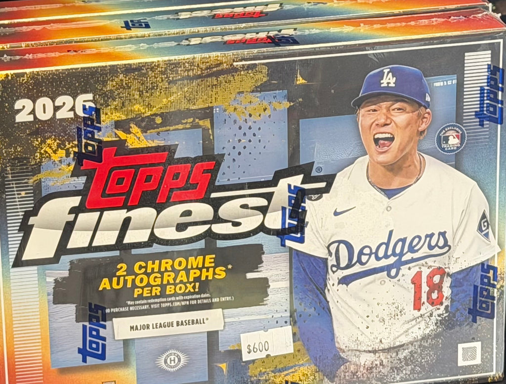 Boxes of 2026 Topps Finest Hobby on a shelf