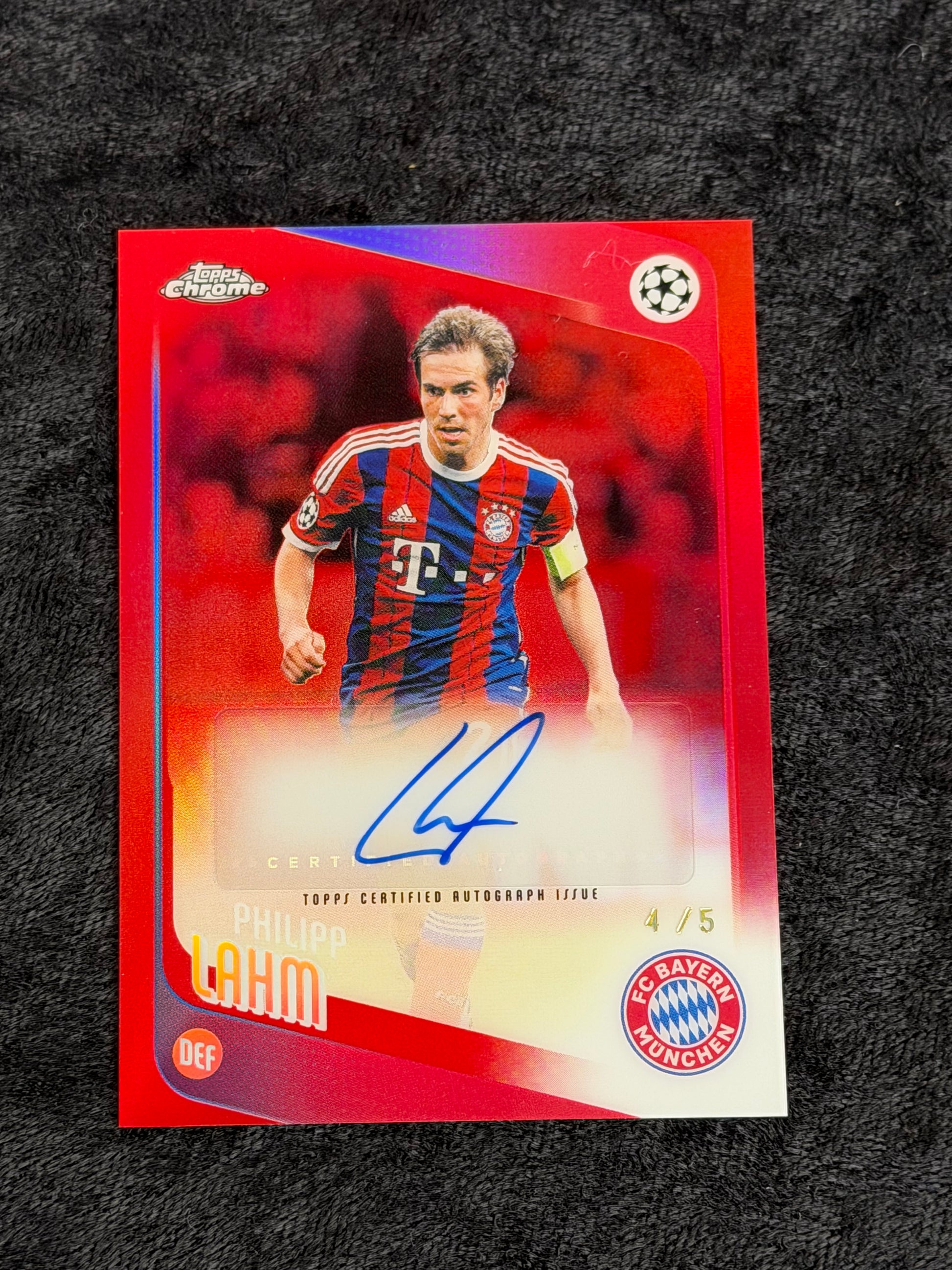 2026 UEFA Topps Chrome Philipp Lahm True Red Auto /5 #CLA-PL Germany