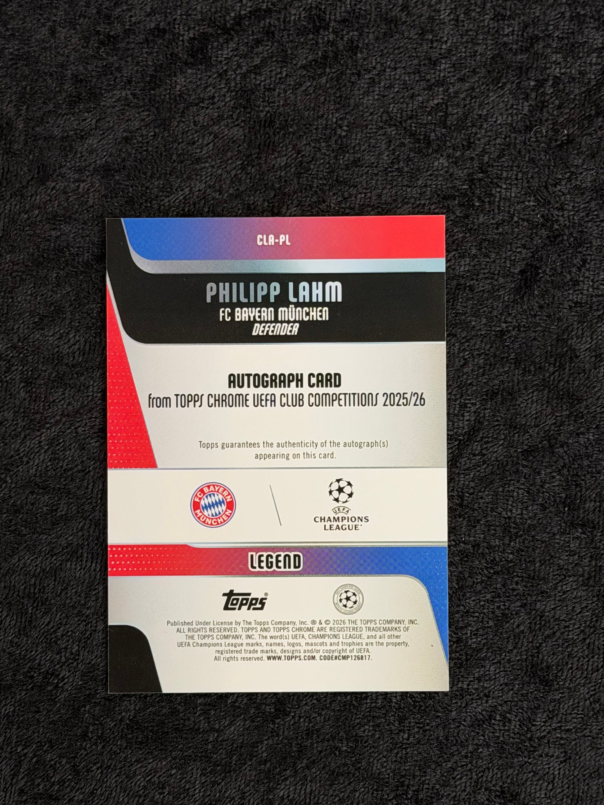2026 UEFA Topps Chrome Philipp Lahm True Red Auto /5 #CLA-PL Germany