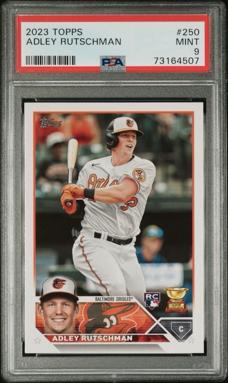 2023 Topps Adley Rutschman RC PSA 9 Mint Orioles #250 Rookie Baseball Catcher