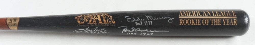 Rod Carew Eddie Murray 5 Auto ROY Cooperstown Baseball Bat Signed Inscrip JSA