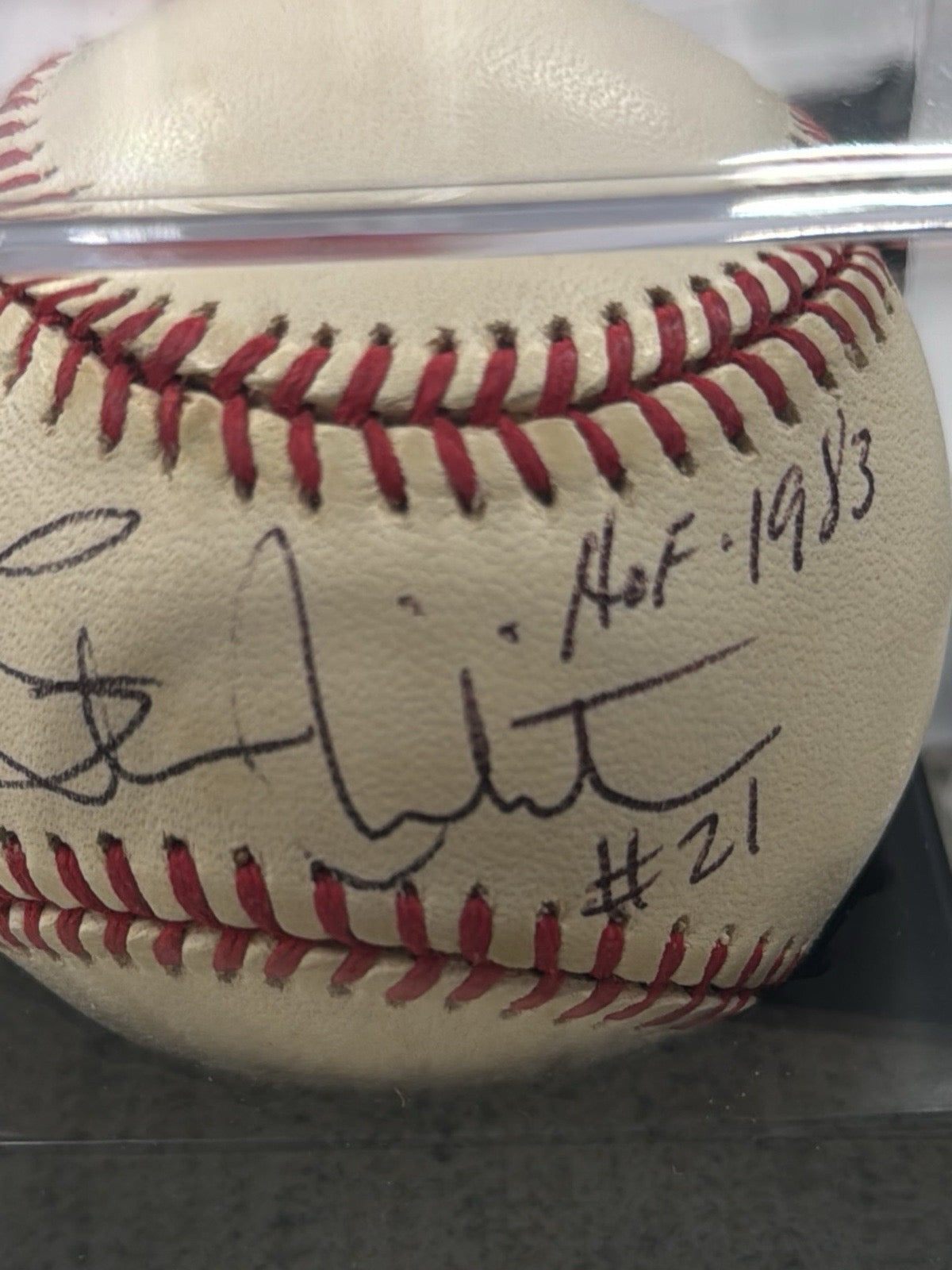 Mario Lemieux Stan Makita Signed Baseball Inscription HOF 1983 #21 PSA Certified