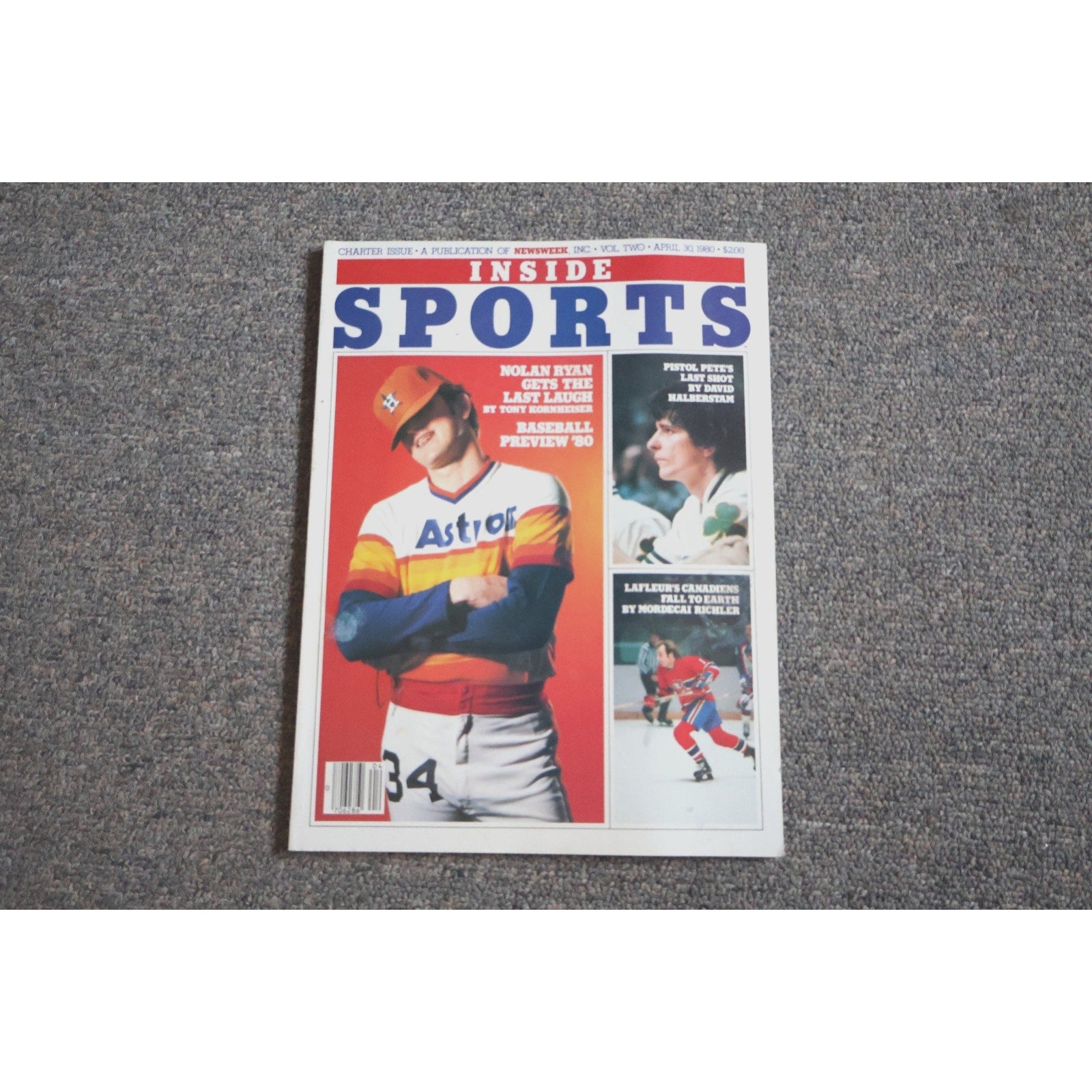 Inside Sports Charter first issue magazine from April 30 1980 featuring Nolan Ryan on the cover