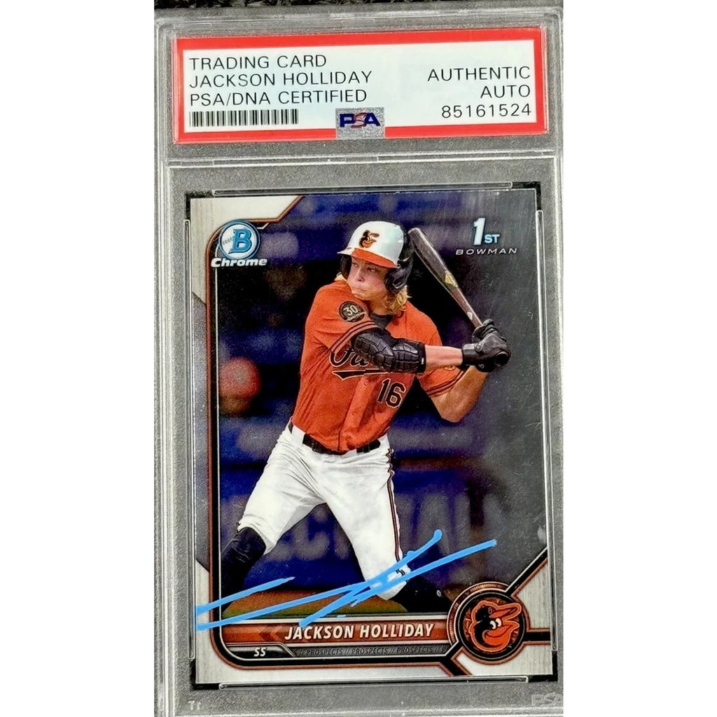 2022 1st Bowman Draft Chrome Jackson Holliday auto rookie card PSA DNA authenticated front view