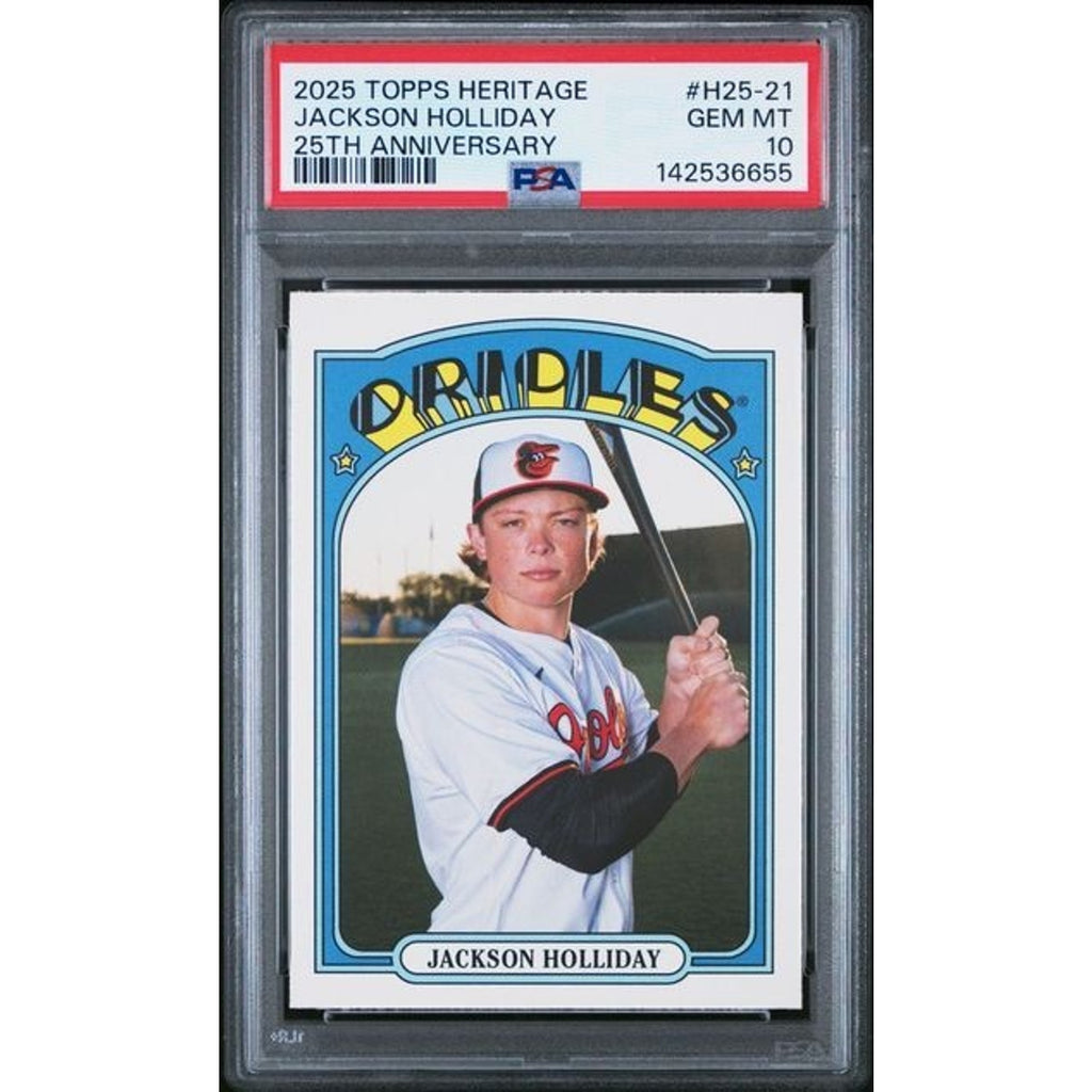 2025 Topps Heritage 25th Anniversary Jackson Holliday #H25-21 PSA 10 graded Baltimore Orioles rookie card