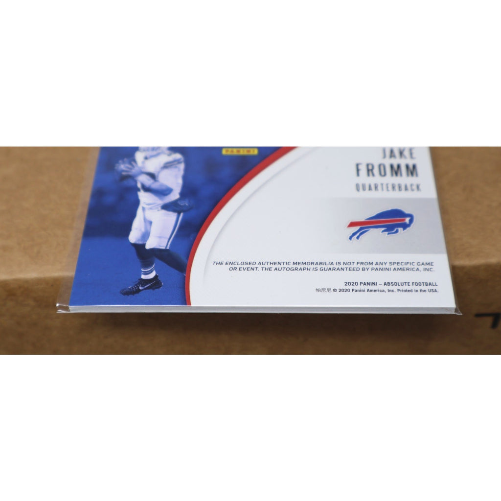Side view of Jake Fromm 2020 Panini Absolute Rookie Premiere autograph memorabilia card