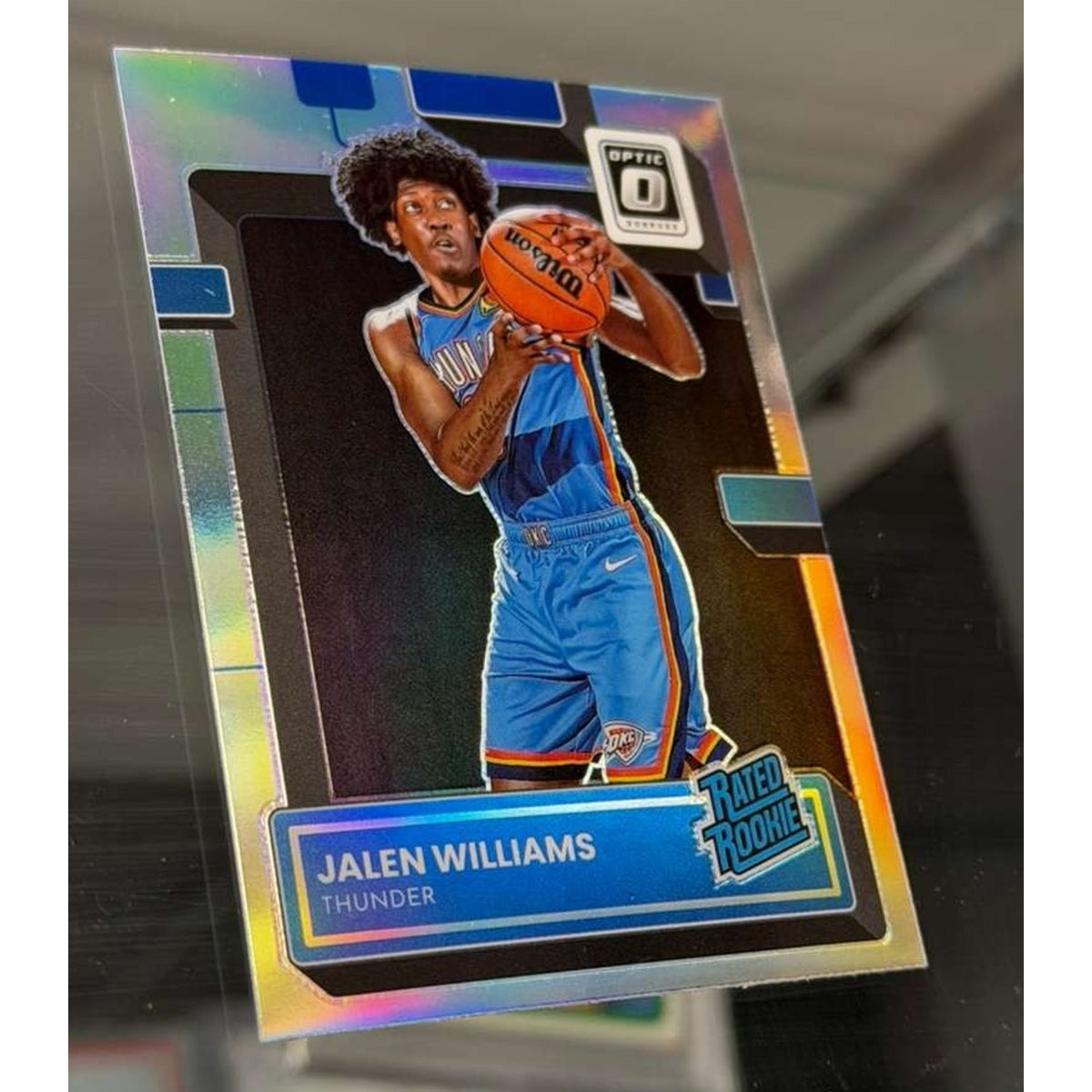 2022-23 Donruss Optic Jalen Williams Rated Rookie #235 Holo Silver Prizm Oklahoma City Thunder rookie card front