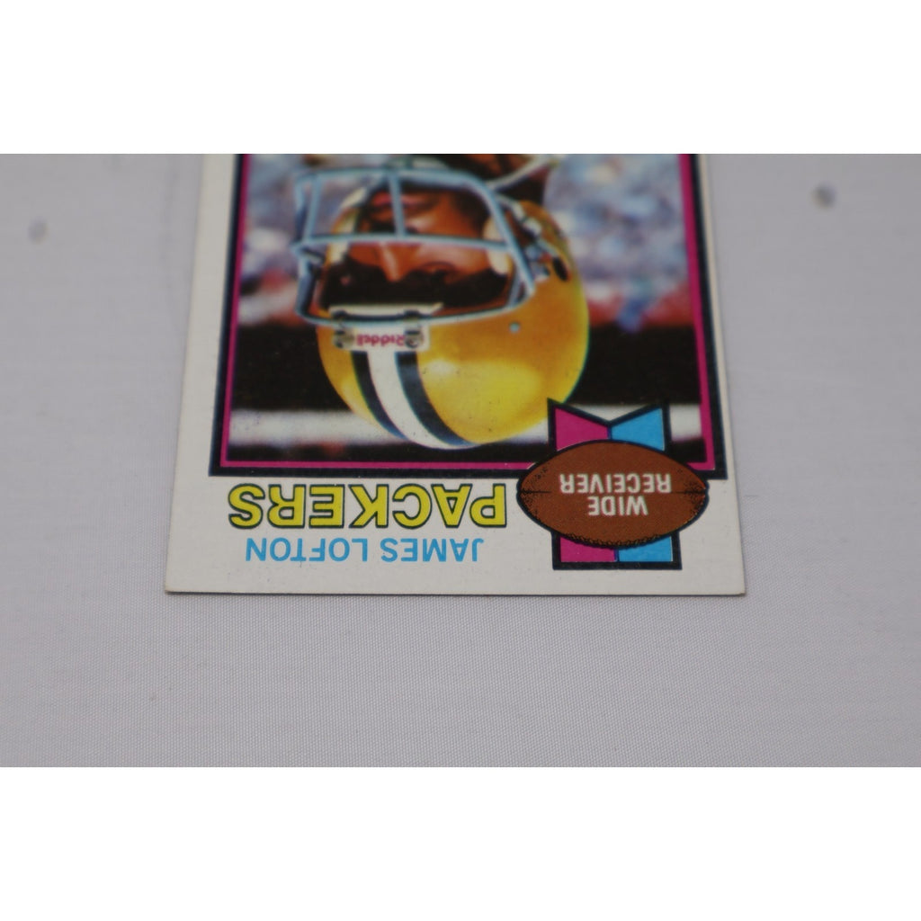 Front angled display of James Lofton Green Bay Packers rookie card collectible