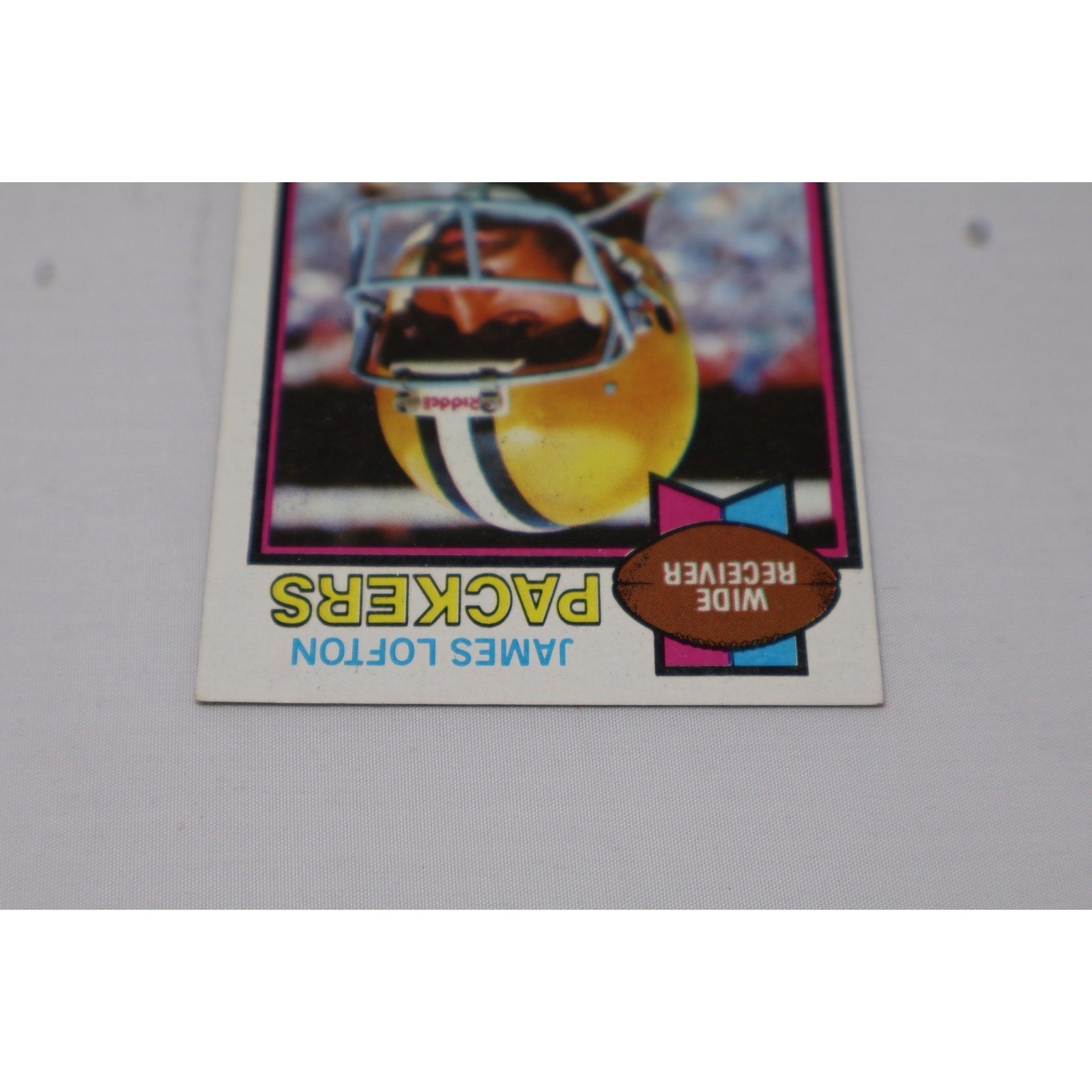 Front angled display of James Lofton Green Bay Packers rookie card collectible