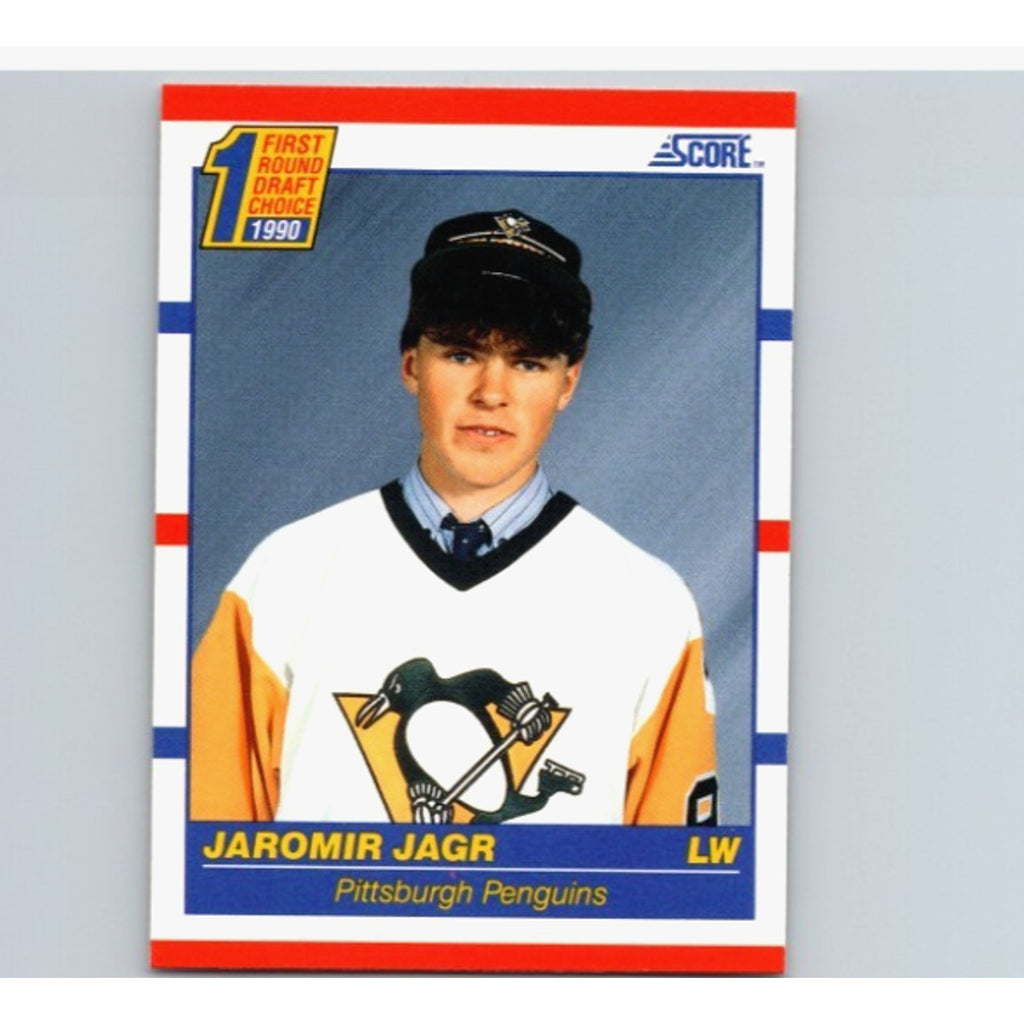 1990-91 Score Jaromir Jagr rookie hockey card #428 front view