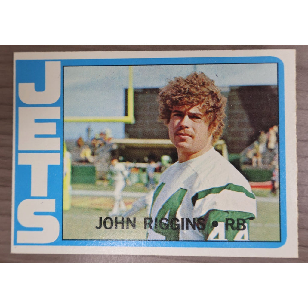 1972 Topps John Riggins rookie card #13 featuring New York Jets running back vintage NFL collectible