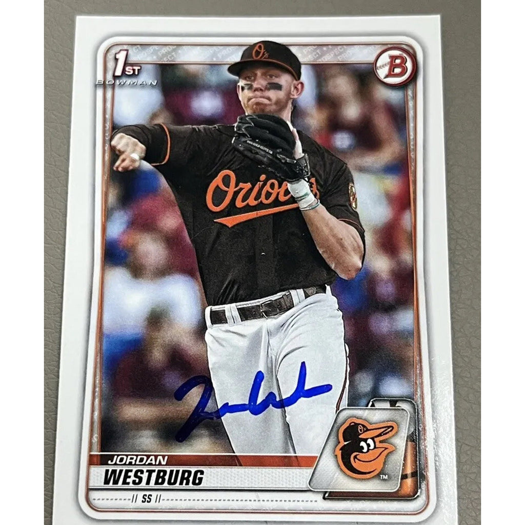 2020 1st Bowman Draft Jordan Westburg auto rookie card BD-111 front view Orioles