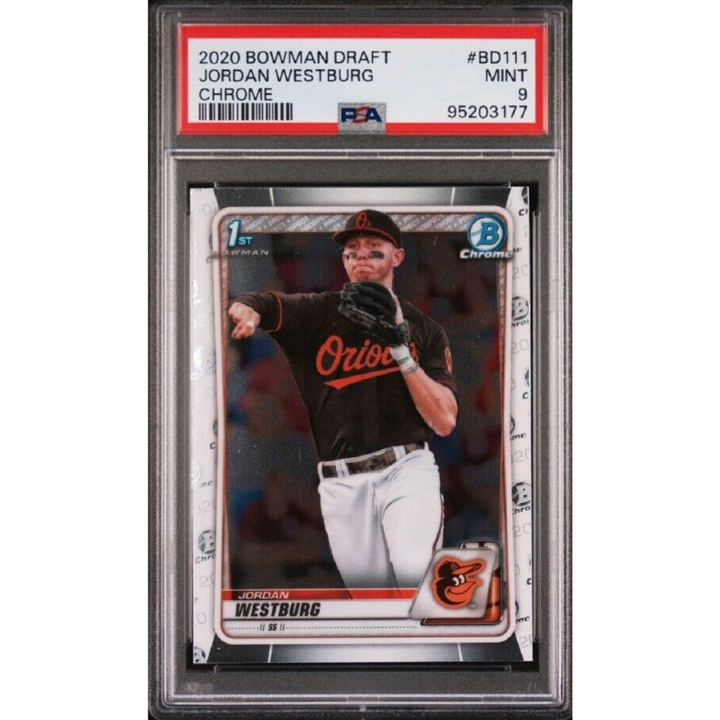 Jordan Westburg 2020 Bowman Draft Chrome PSA 9 rookie card front view