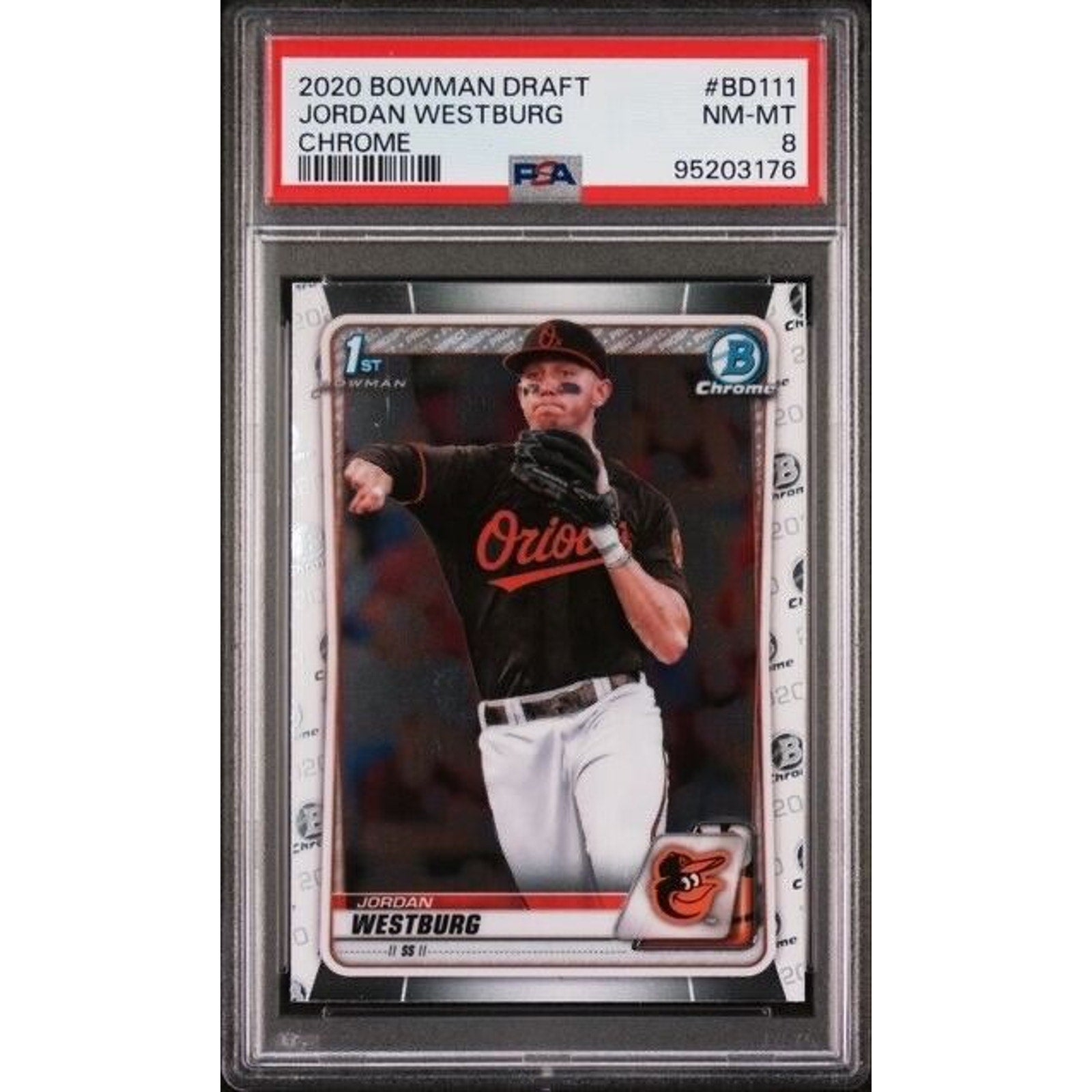 Jordan Westburg 2020 Bowman Draft Chrome rookie card PSA graded front view