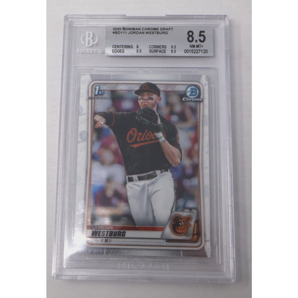 2020 Bowman Chrome Draft Jordan Westburg 1st Bowman rookie card #BD-111 graded BGS 8.5 Mint featuring Baltimore Orioles prospect