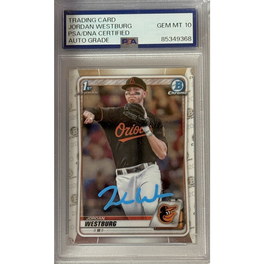 2020 Bowman Draft Jordan Westburg 1st Bowman Chrome Auto PSA DNA 10 rookie card front
