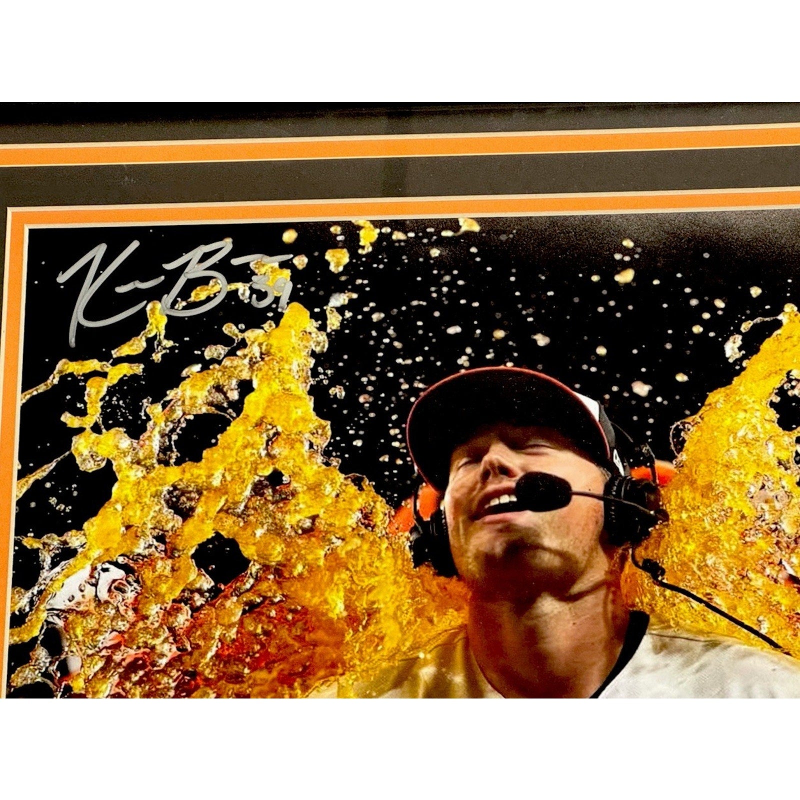 Close-up of Kyle Bradish signed Orioles framed collectible artwork