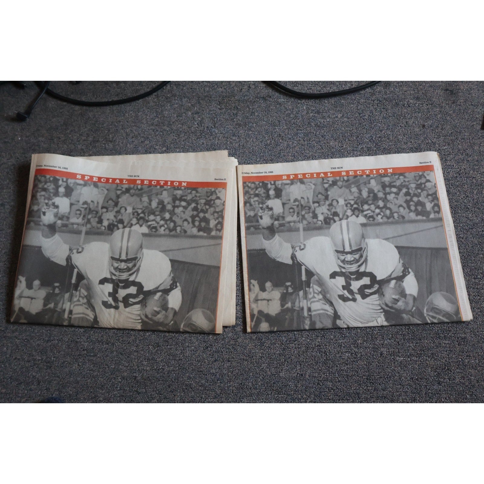 Lot of 2 1995 Cleveland Browns special section newspapers from The Baltimore Sun sports collectible set