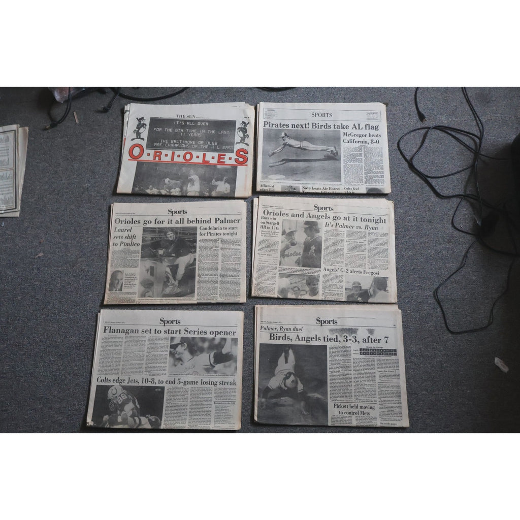 Lot of 6 Baltimore Orioles 1979 World Series run newspaper sports sections featuring historic MLB coverage