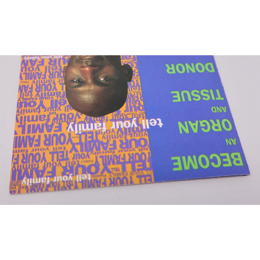 Upside-down interior page view of Michael Jordan NBA organ donor pamphlet collectible