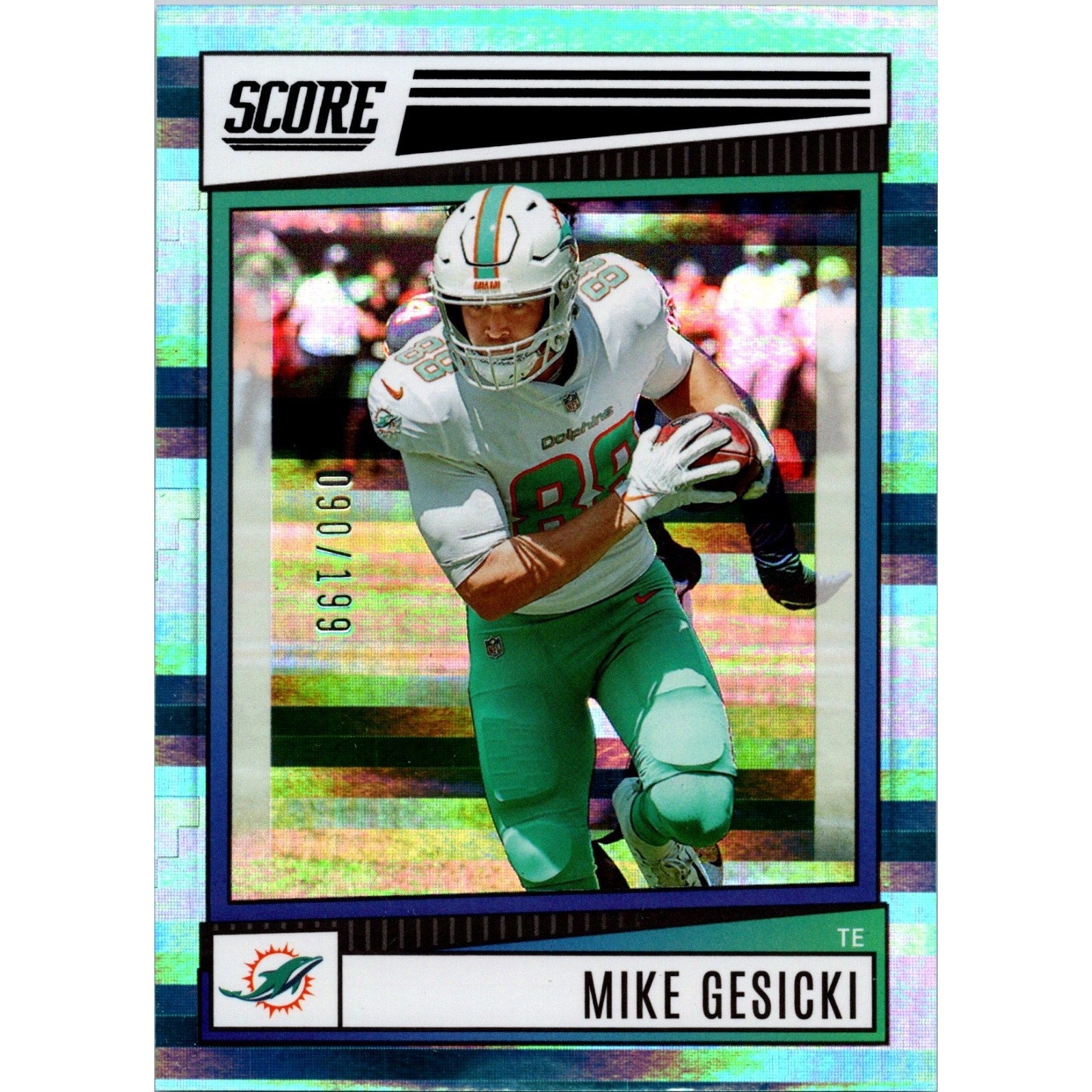 2022 Score Mike Gesicki Racer parallel /199 #273 Miami Dolphins card front