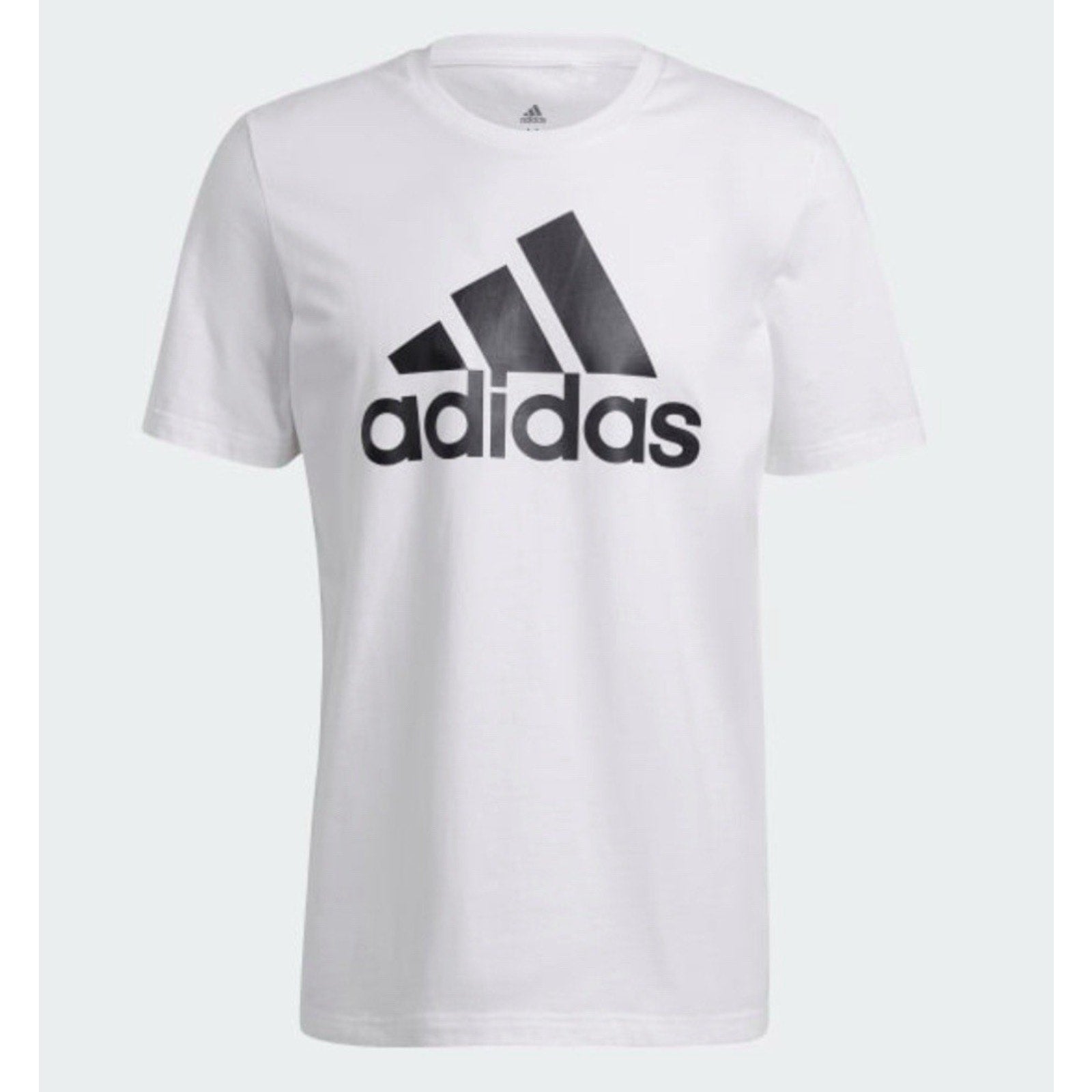 White Adidas t-shirt with black logo on a white background