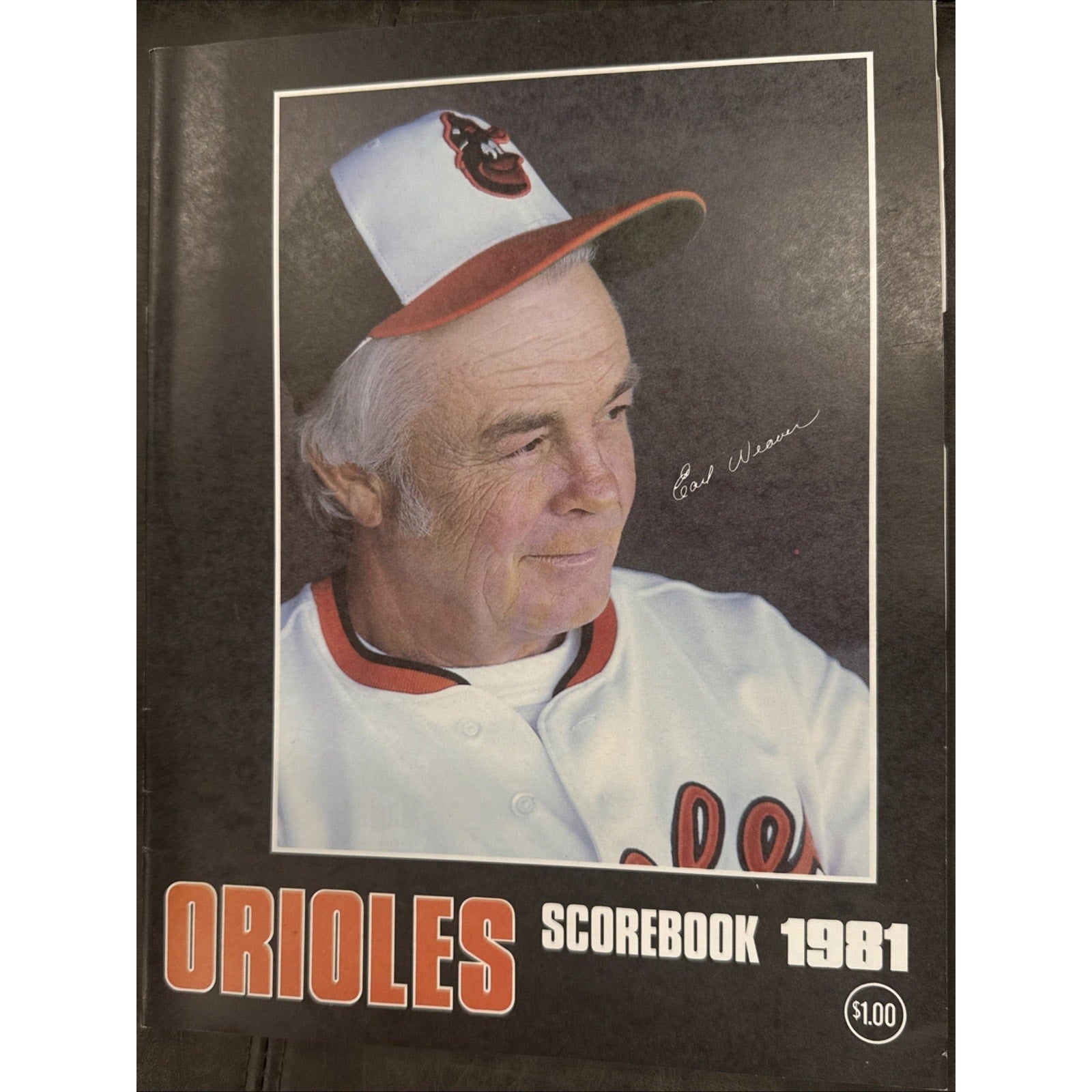1981 Baltimore Orioles official scorebook featuring Earl Weaver on the cover