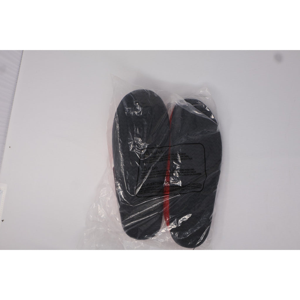 Top-down view of Washington Capitals unisex slippers showing full pair design