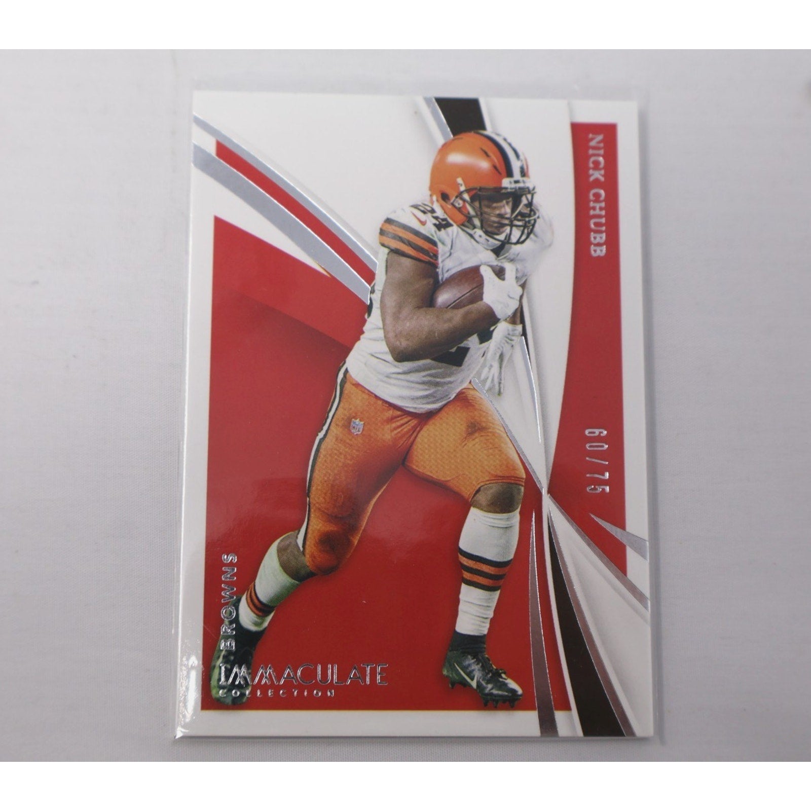 2021 Panini Immaculate Collection Nick Chubb card numbered to 75 featuring Cleveland Browns running back NFL collectible