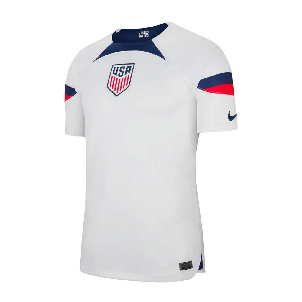 Nike Team USA 2022-23 home soccer jersey in white and loyal blue front view mens small