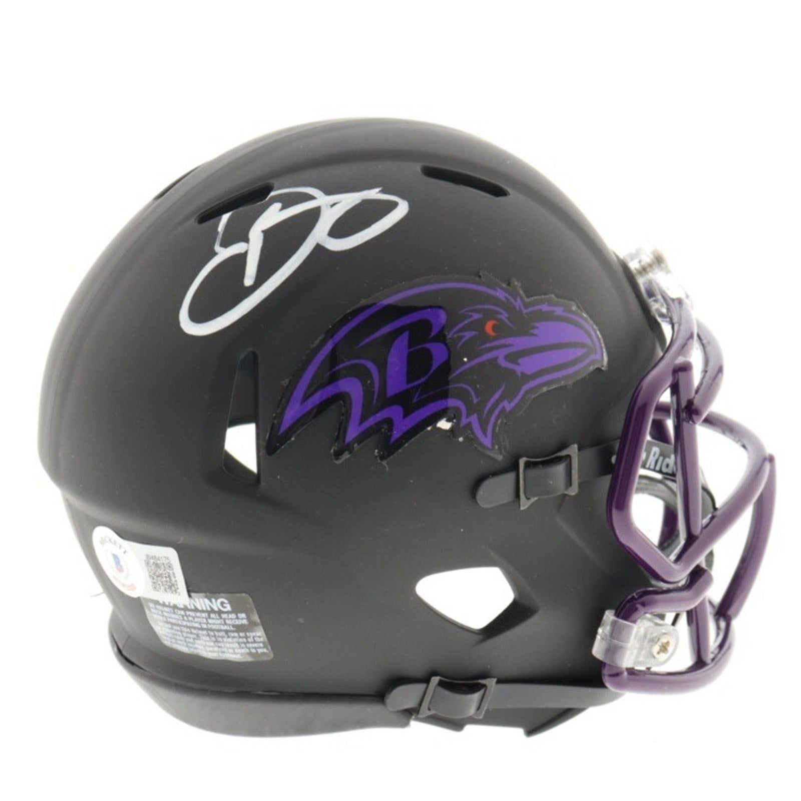Odell Beckham Jr signed Baltimore Ravens Eclipse alternate mini helmet with autograph front side view