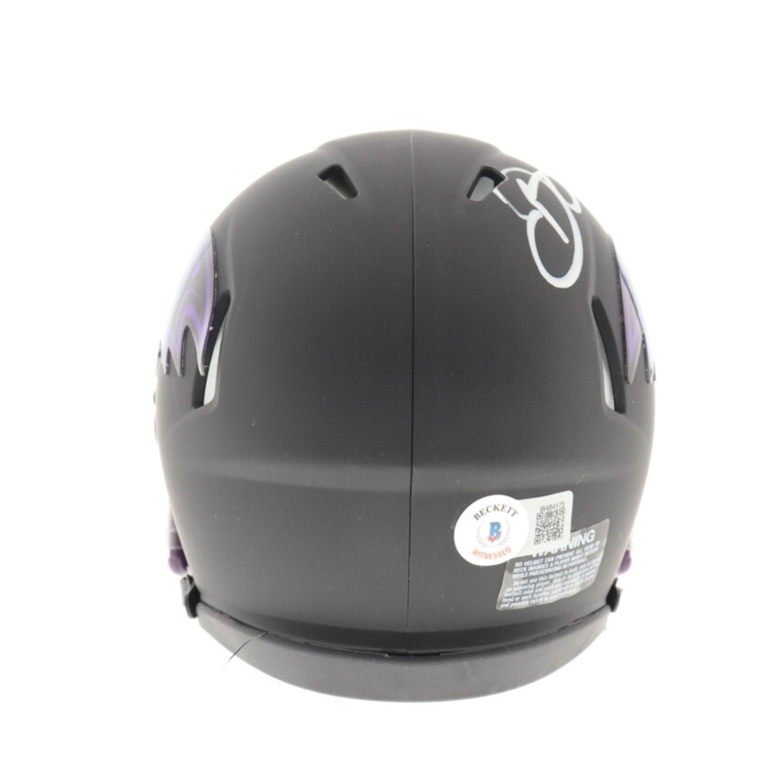 Back view of Odell Beckham Jr autographed Ravens Eclipse alternate mini football helmet