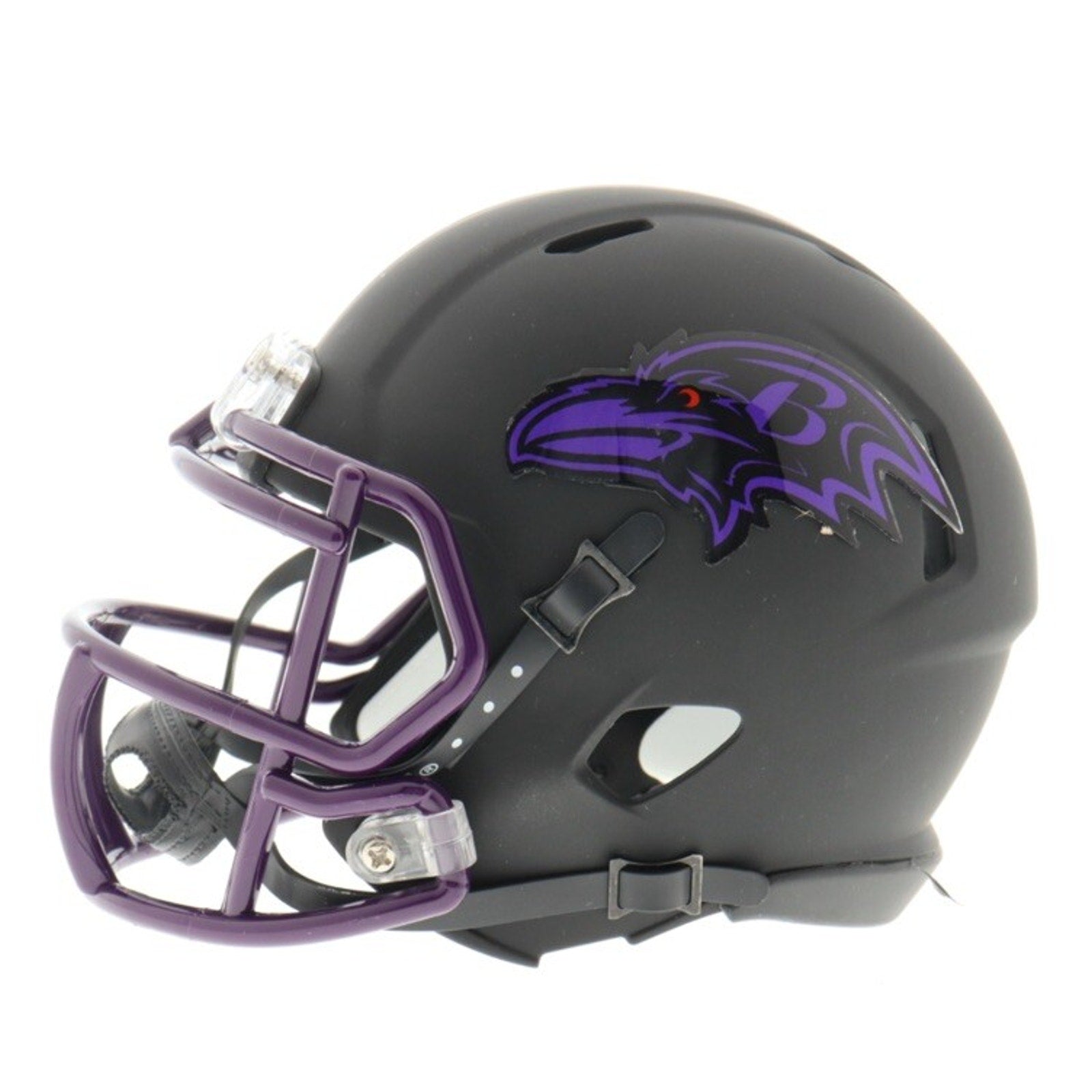 Side profile of Baltimore Ravens Eclipse alternate mini helmet signed by Odell Beckham Jr