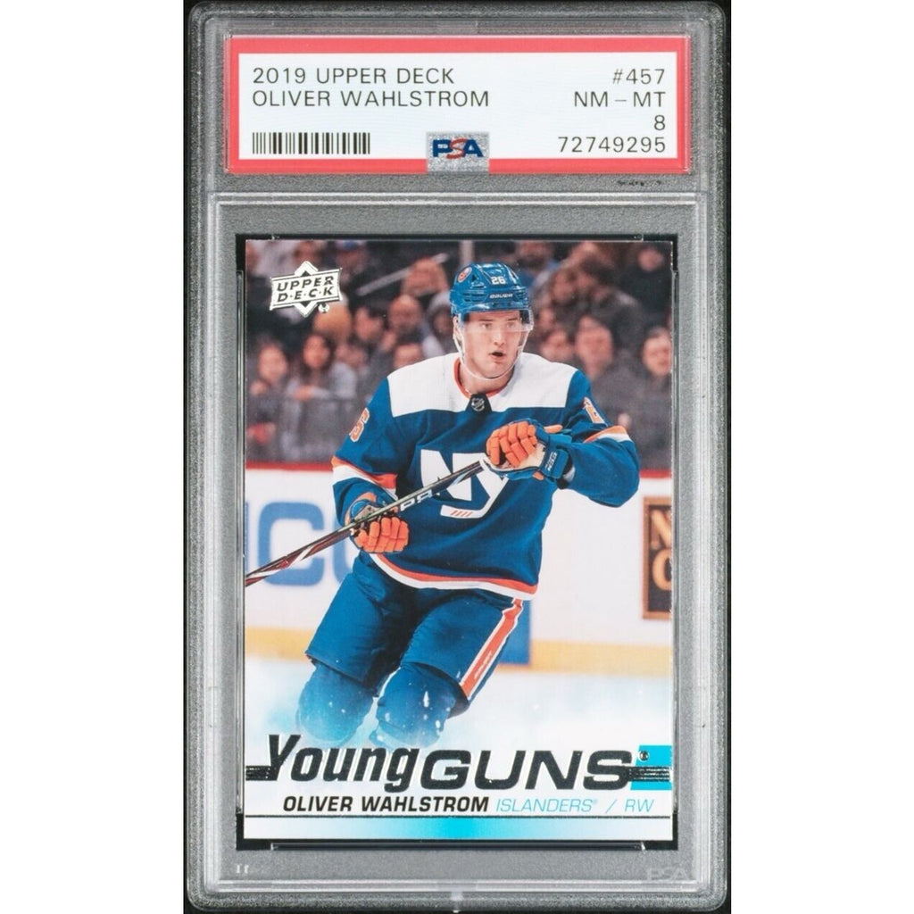2019 Upper Deck Young Guns Oliver Wahlstrom rookie card #457 PSA graded New York Islanders hockey card