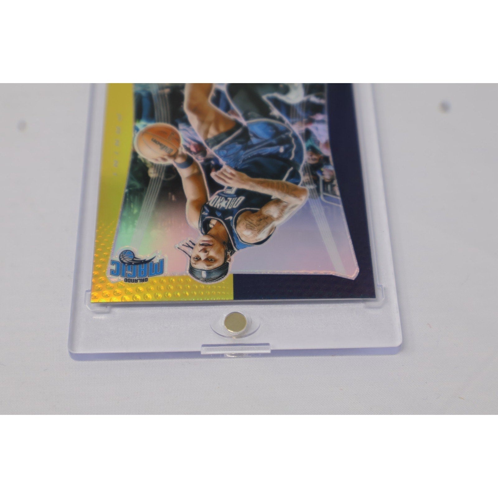 Reverse angle display of 2023 Paolo Banchero Black Gold Prizm Deca rookie basketball card collectible