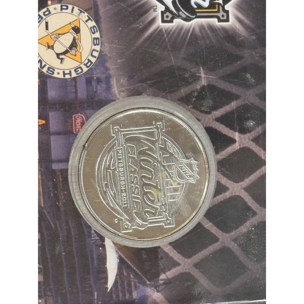 Close-up of 2011 Winter Classic silver plated commemorative medallion